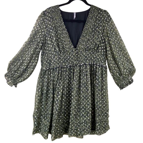 Urban Outfitters Mini Dress Size M Black Gray Metallic Gold Party Dress - Picture 1 of 10
